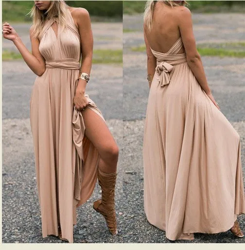 2017 New Sexy Boho Maxi Club Women Dress Bandage Sleeveless Long Dress Party Multiway Bridesmaids Convertible Robe