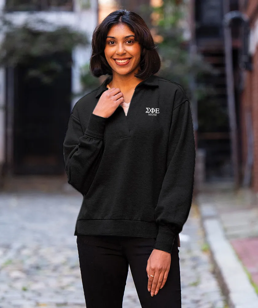 AEPi Black Embroidered Mom Sweatshirt