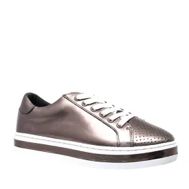 Alfie & Evie Paradise Pewter Leather Casual Shoe Lace Up Platform