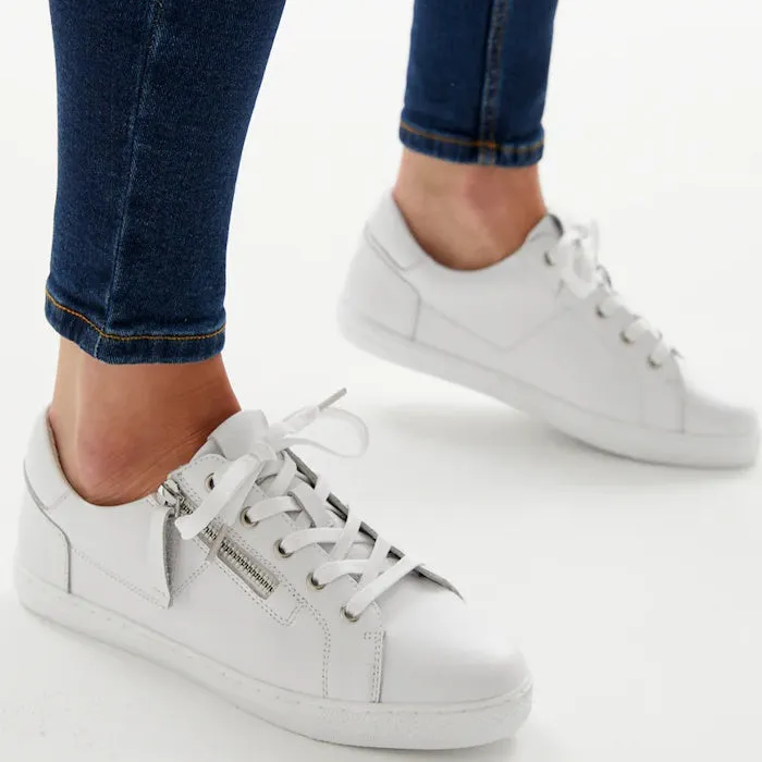 Alfie & Evie Salute Lite Leather Casual Sneaker White with Zip