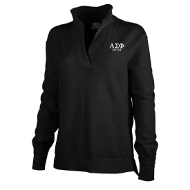 Alpha Sig Black Embroidered Mom Sweatshirt