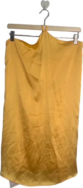 Amanda Uprichard Yellow Halter Neck Satin Dress UK 6