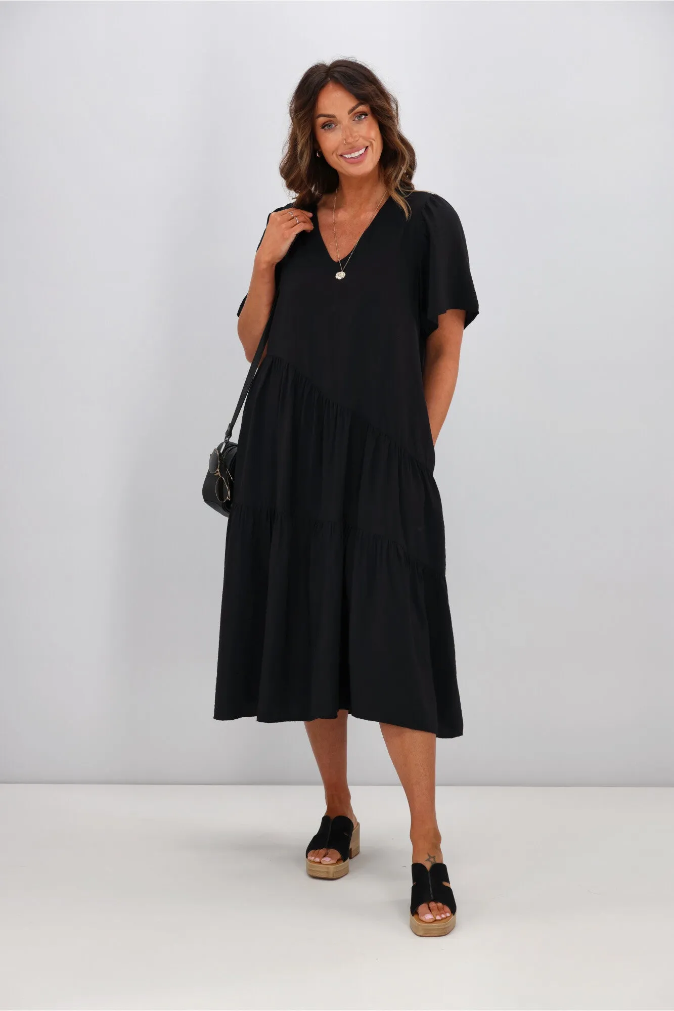 Betty Basics Florence Tiered Dress Black