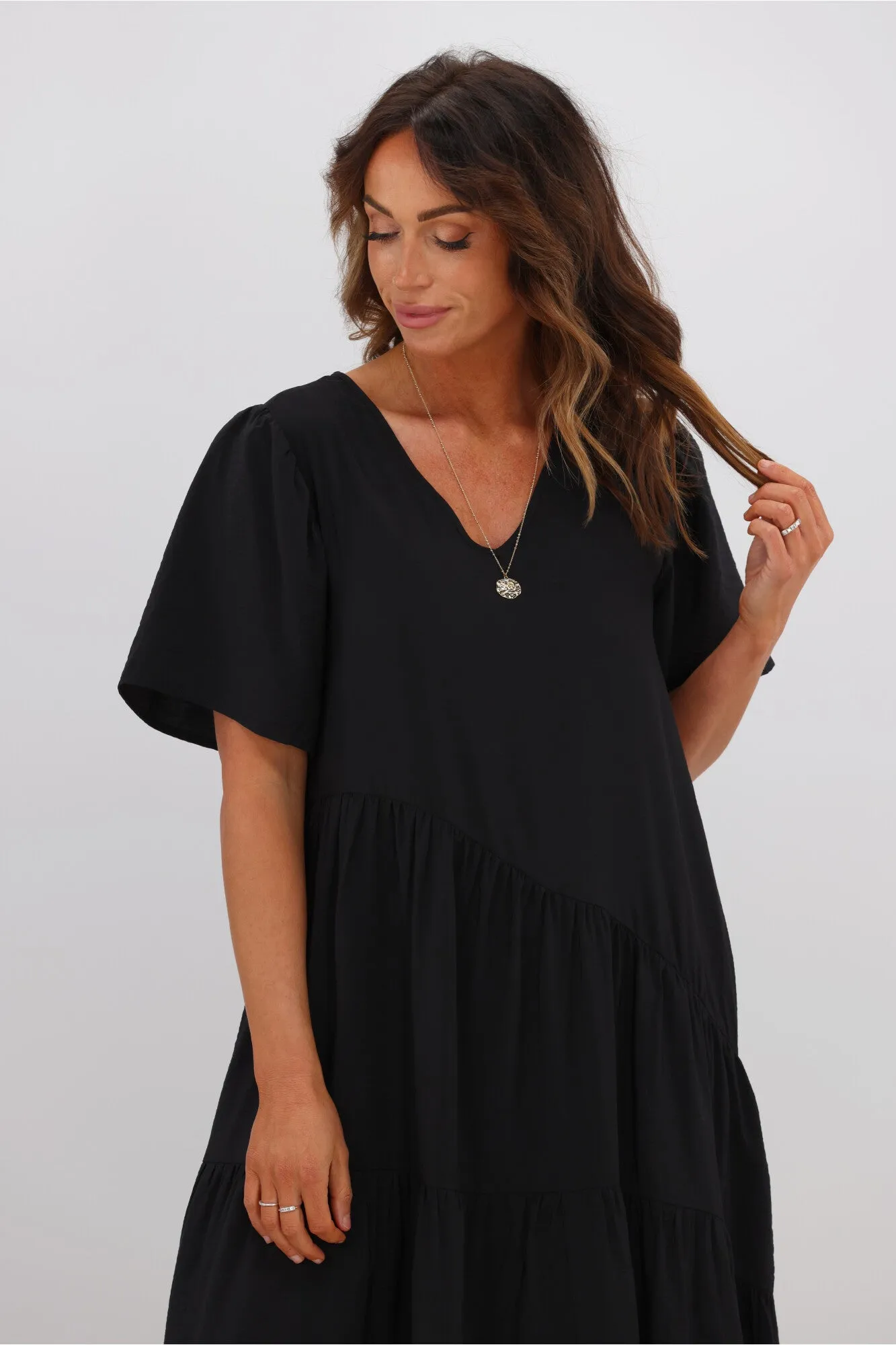 Betty Basics Florence Tiered Dress Black