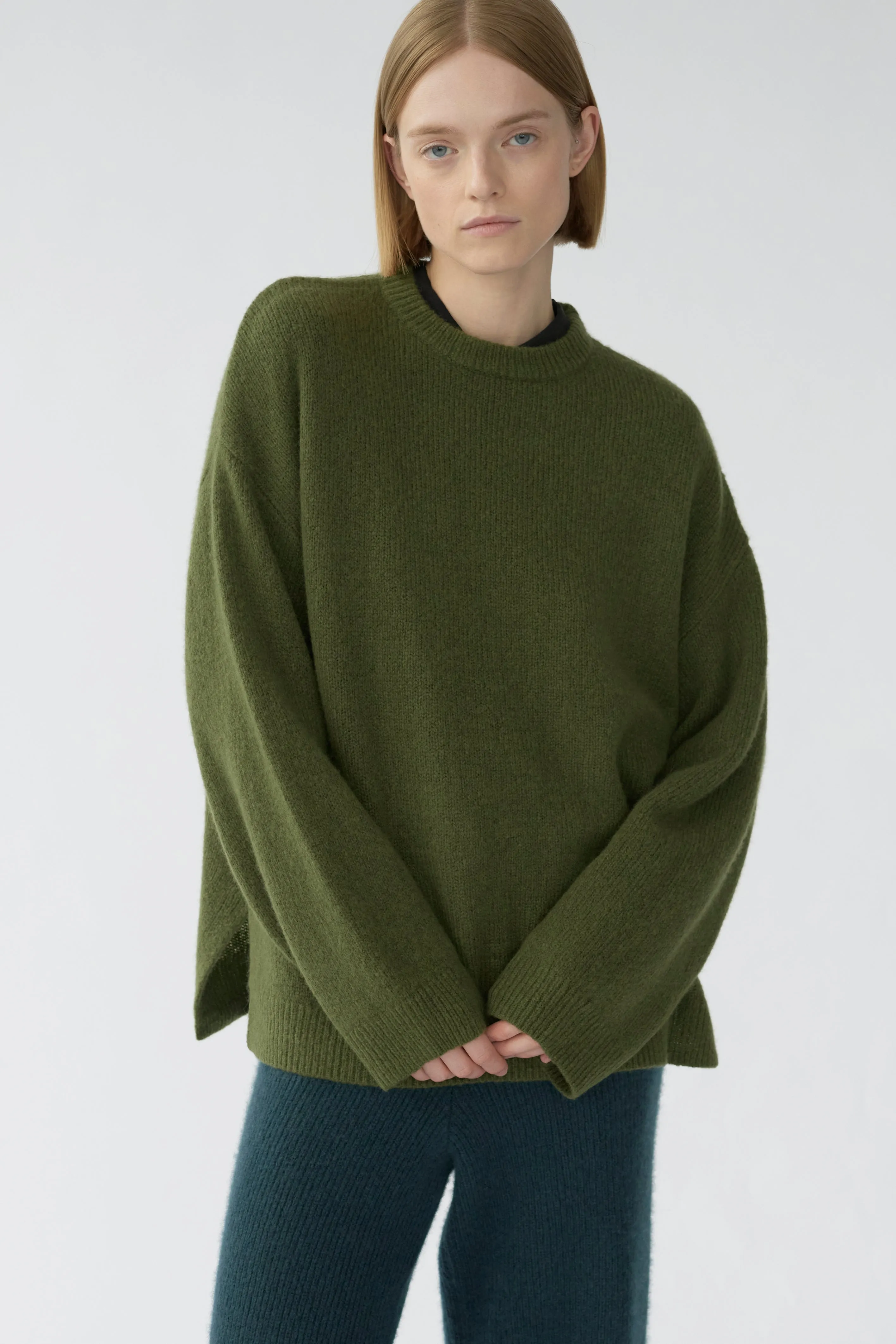 BEZ CREW KNIT - BAY LEAF - SILK/CASHMERE