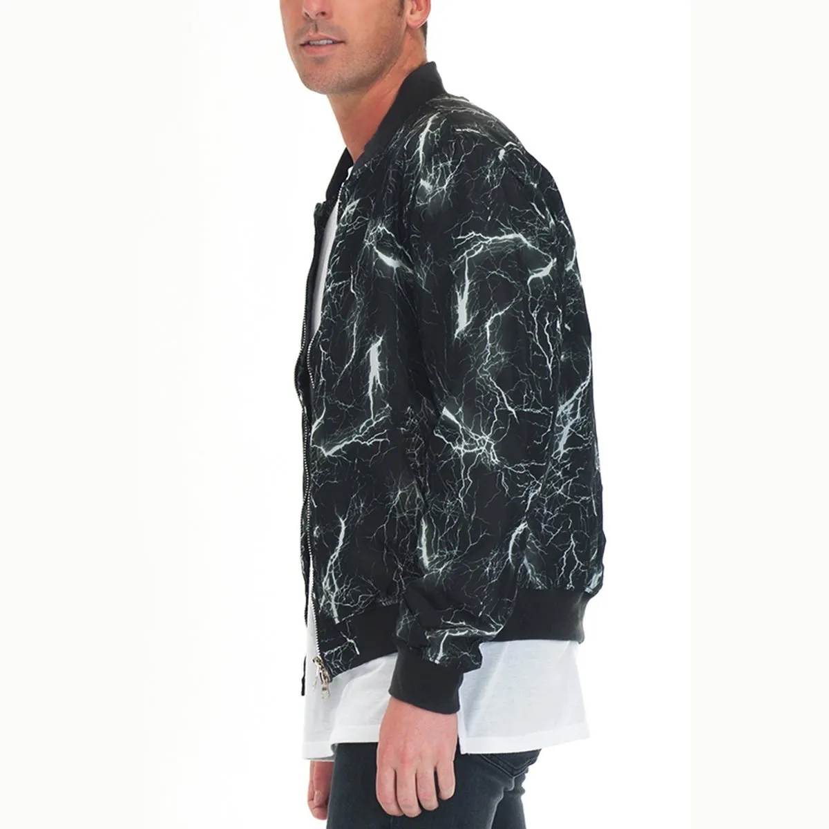 Bolt Print Bomber Jacket