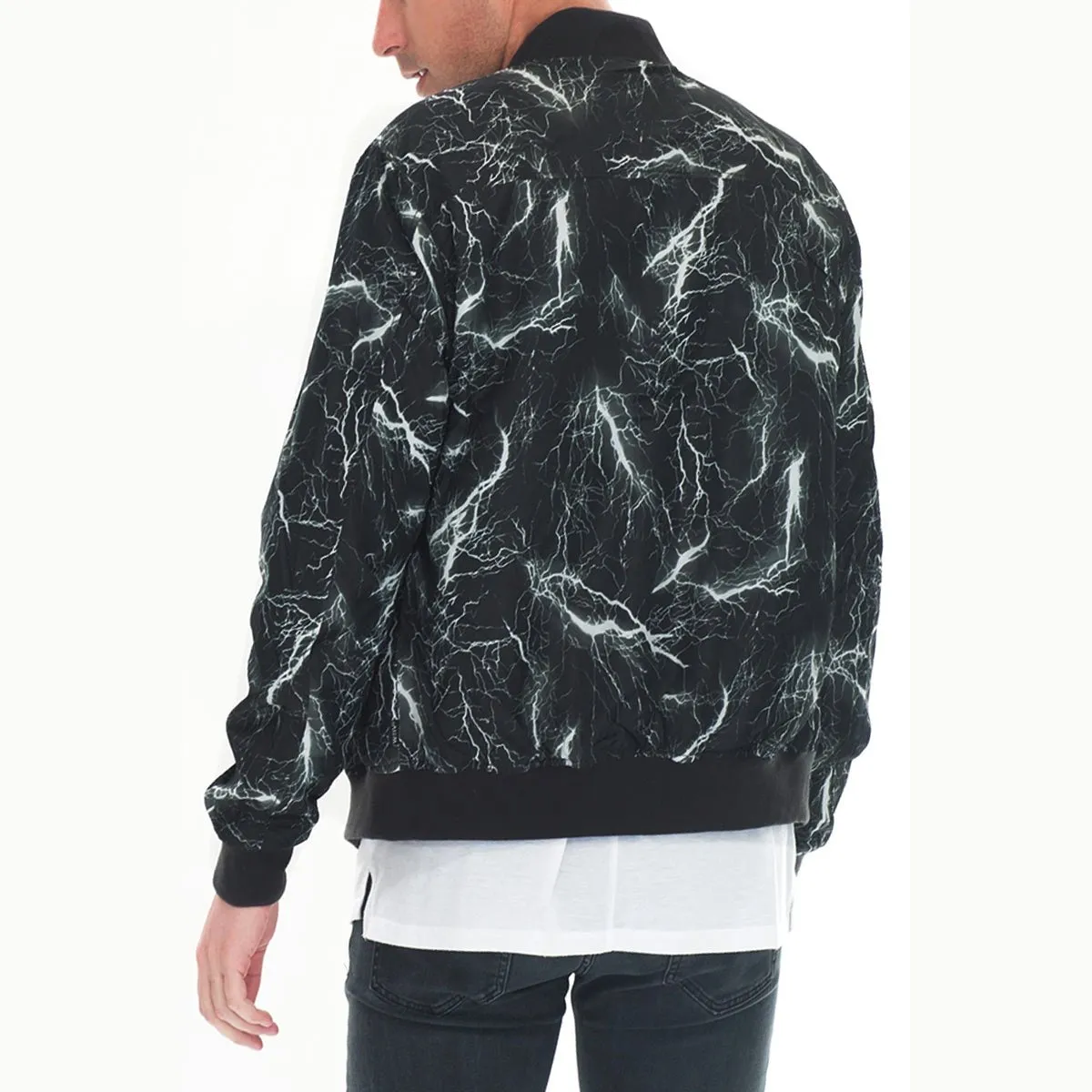 Bolt Print Bomber Jacket