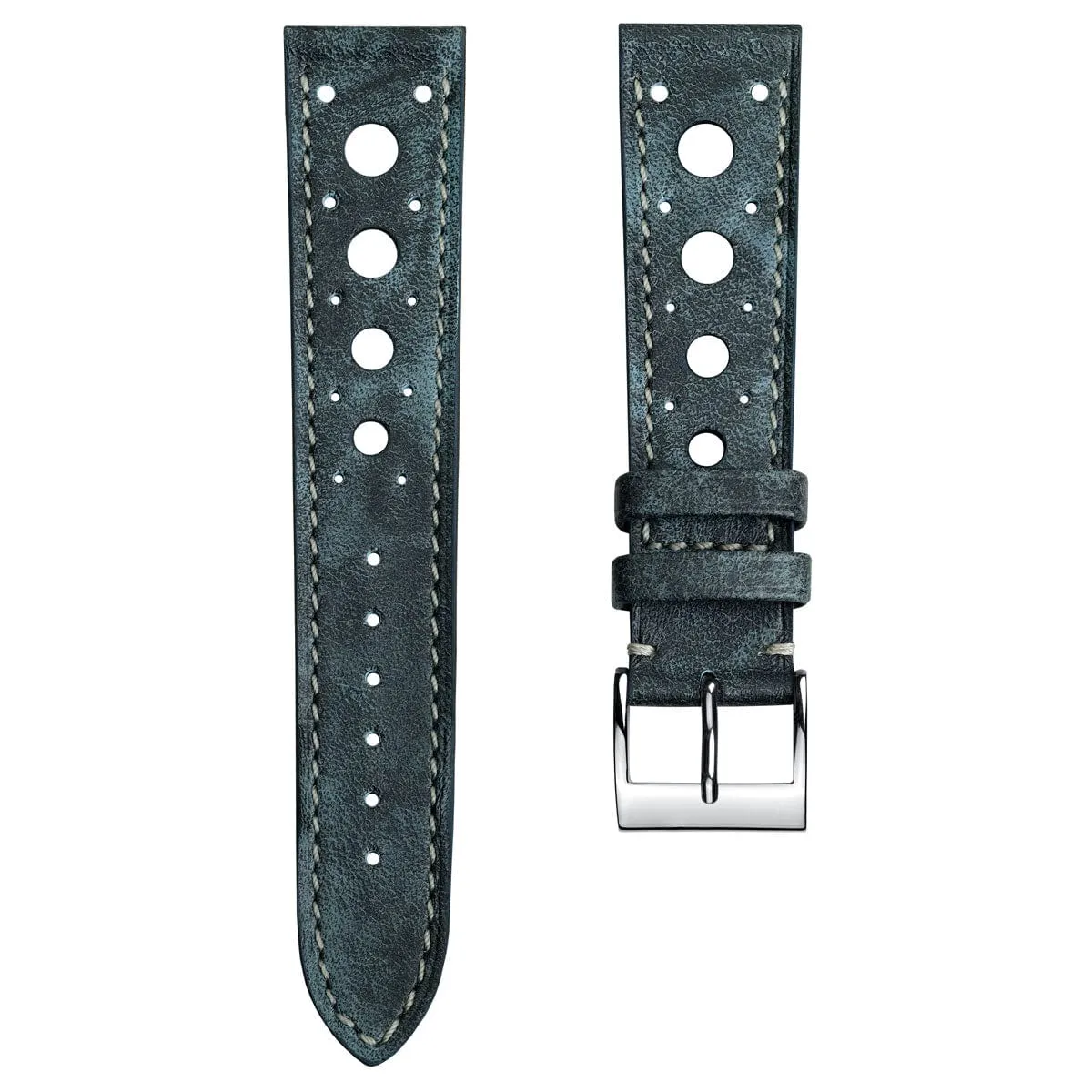 Boutsen Racing Handmade Patina Leather Watch Strap - Blue Jeans