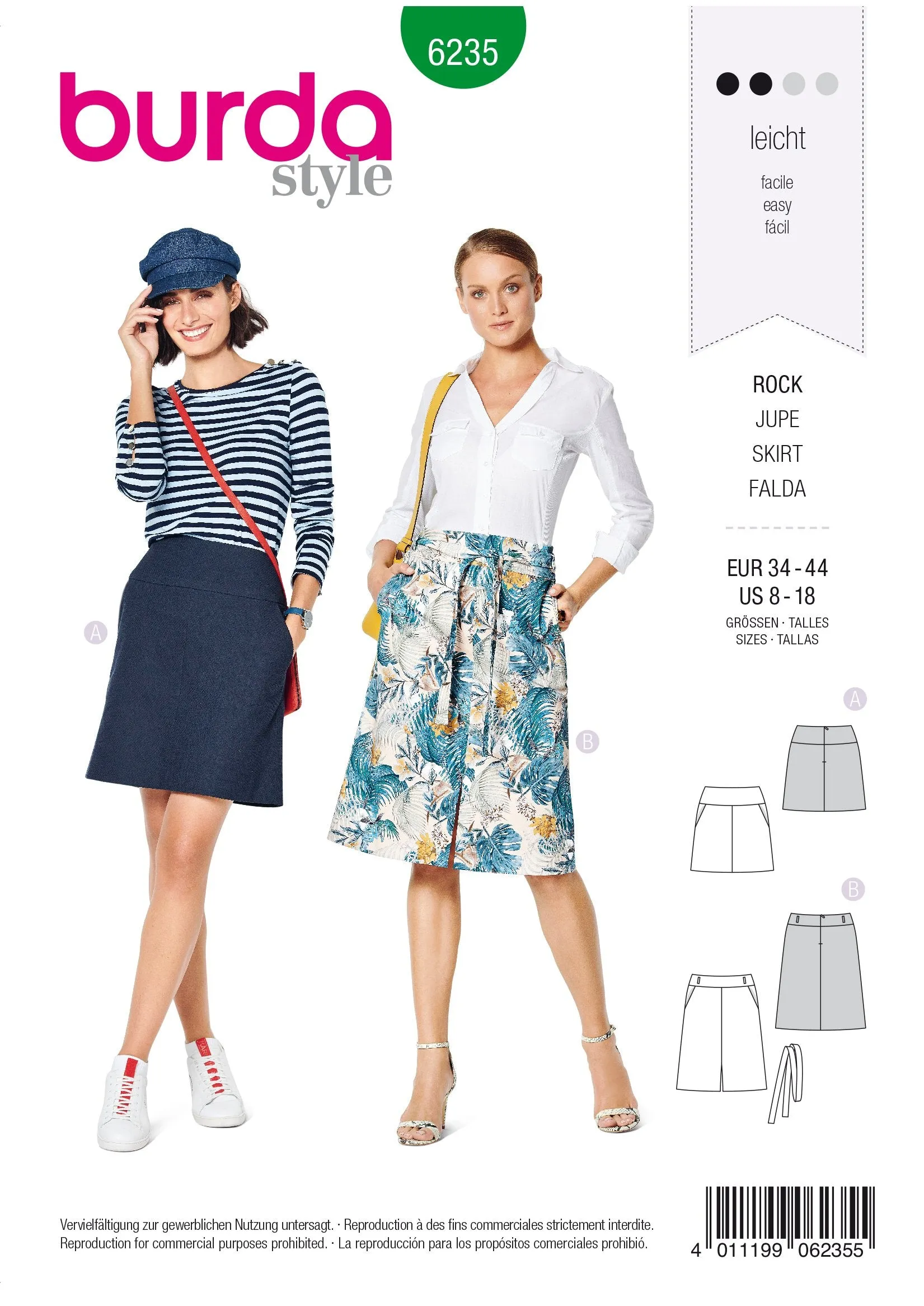 Burda Pattern 6235  Skirt with Yoke – 
Hip Yoke Pockets