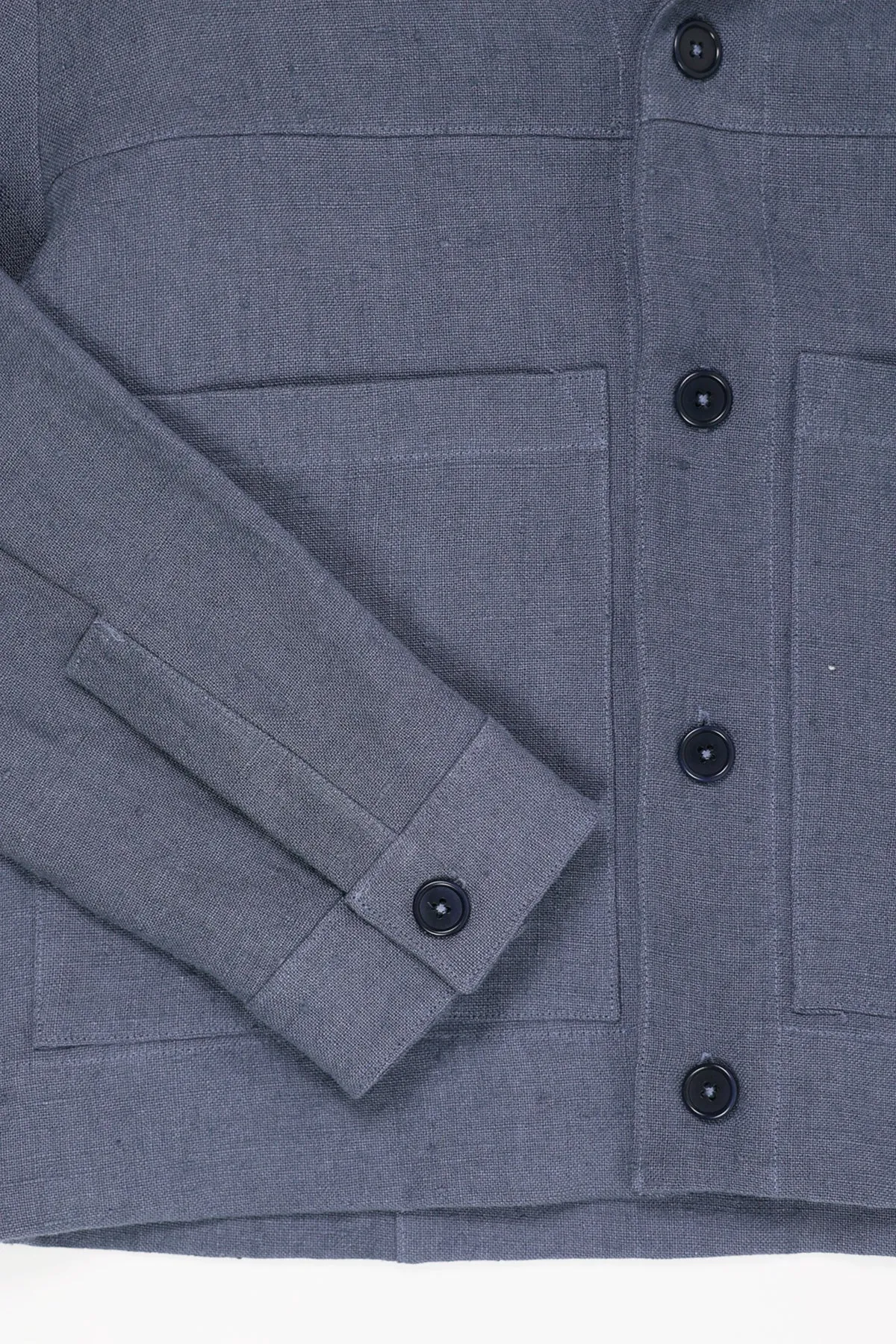 Cafe Jacket - Dusty Blue Butcher Linen