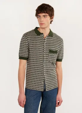 Casa Piccante Shirt | Knitted Cotton | Green Jacquard