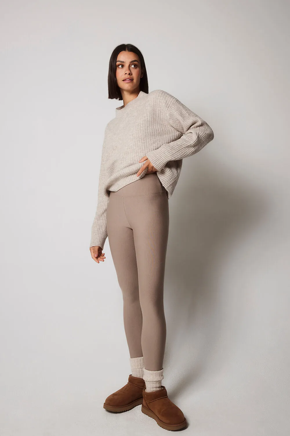 Curve Winter Everyday High Waisted Leggings - Stone