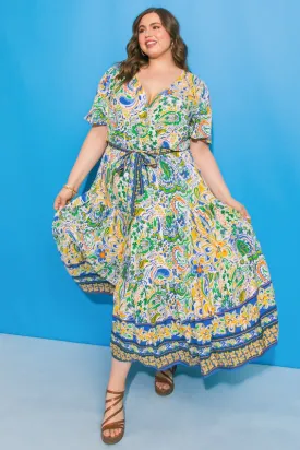 Flying Tomato Plus Size Printed faux wrap dress