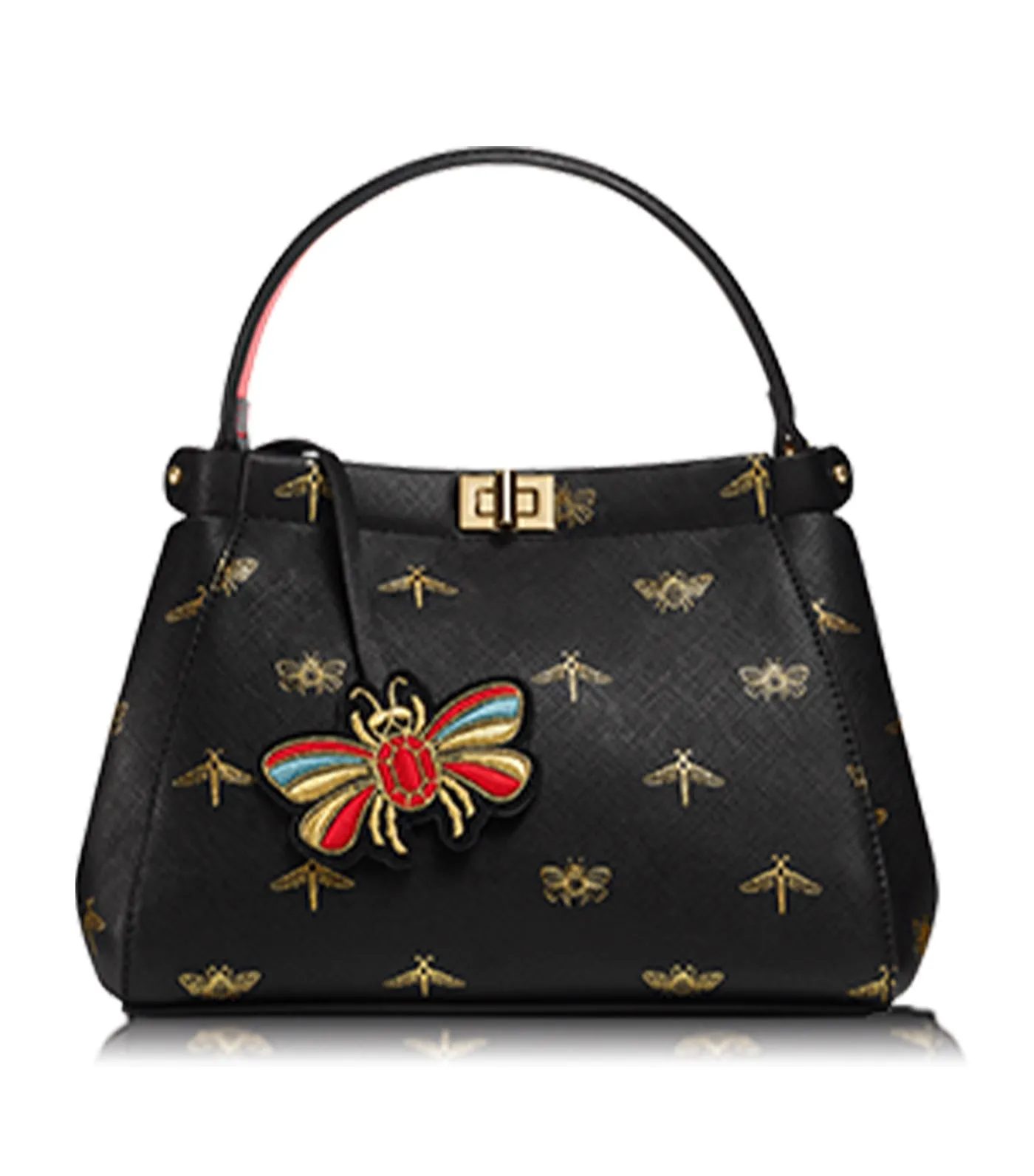 Free Black Bee-Print Handbag