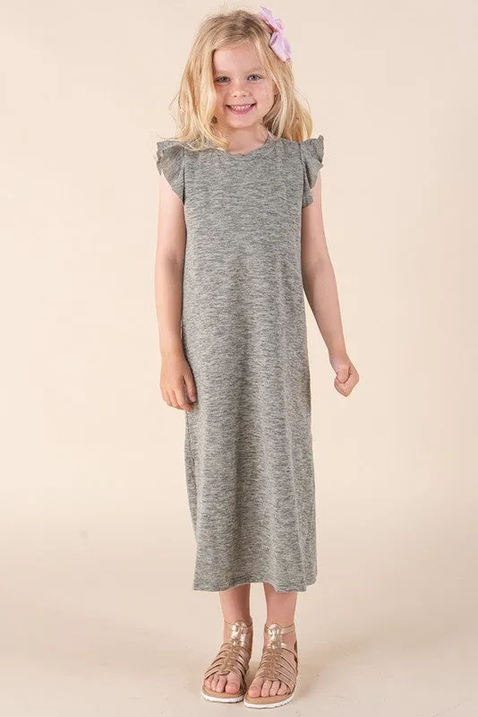 Girls Ruffle Sleeve Maxi Dress