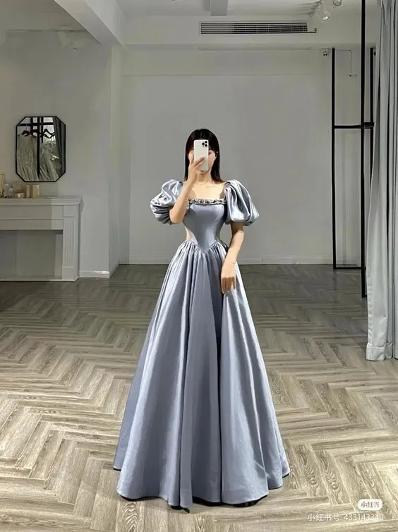 Gray Prom Dresses, 2023 Prom Dresses, Long Prom Dresses     S1443