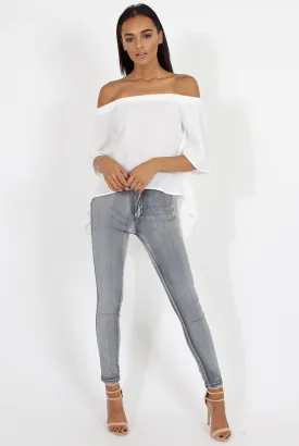 Grey High Waisted Skinny Jeans - Josephine