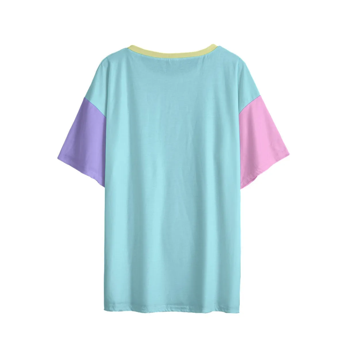 Happy Rainbow Cloud Blue Women's Drop Shoulder T-Shirt