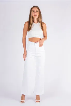 High Waist Wide Leg Jean - White