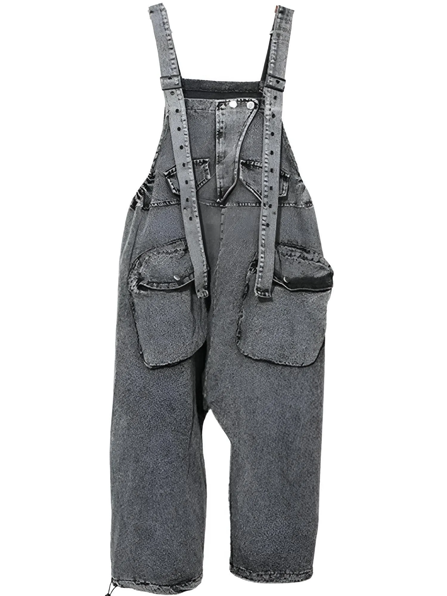 High Waist Women's Denim Overalls Black Pocket Trousers New Loose Fit Pants Women Fashion Spring Autumn