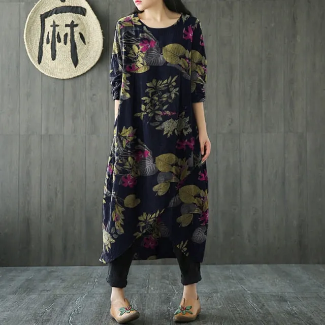 Irregular Hem Loose Midi Muslim Modest Tunic