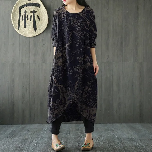 Irregular Hem Loose Midi Muslim Modest Tunic