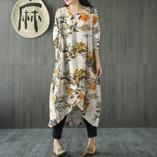 Irregular Hem Loose Midi Muslim Modest Tunic