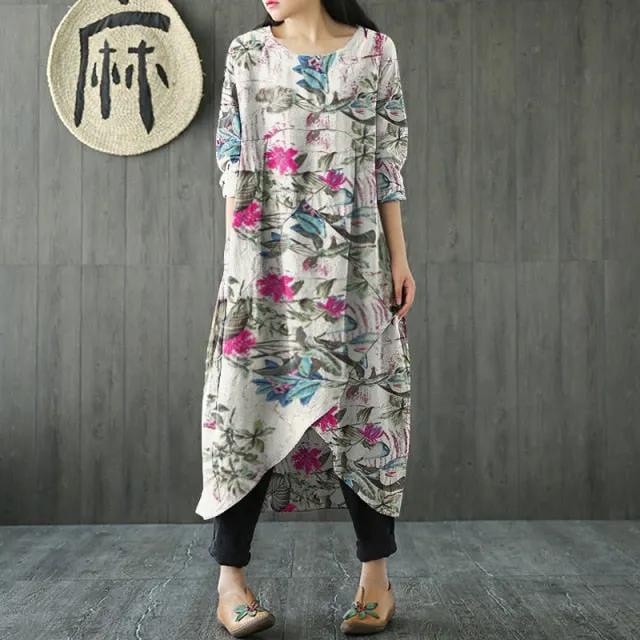 Irregular Hem Loose Midi Muslim Modest Tunic