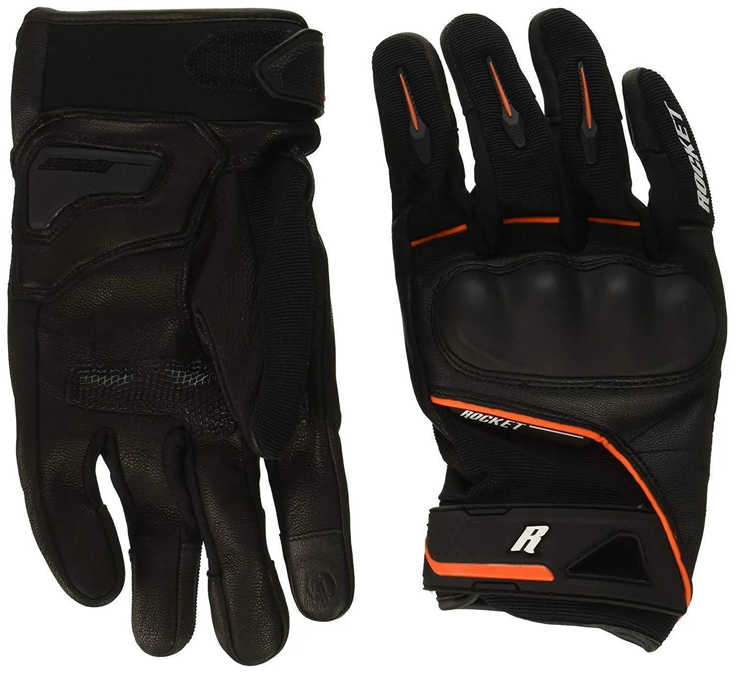 Joe Rocket Super Moto Men's Black and Orange Leather Gloves