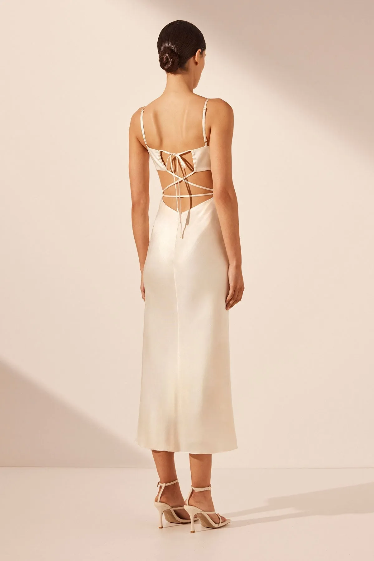 LA LUNE BACKLESS MIDI DRESS - CREAM