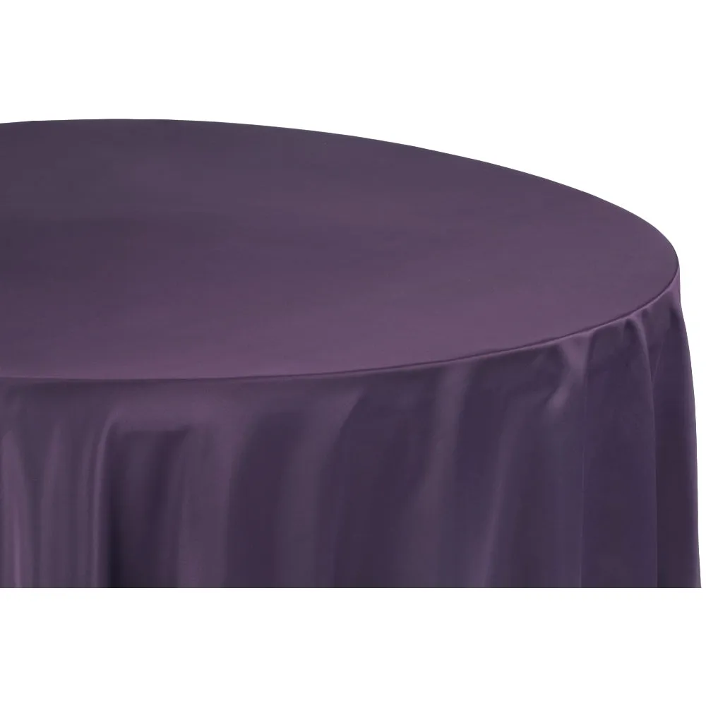 Lamour Satin 132" Round Tablecloth - Eggplant/Plum