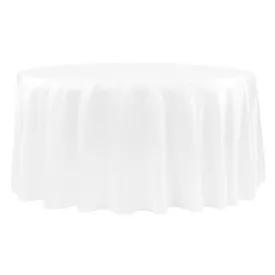 Lamour Satin 132" Round Tablecloth - White