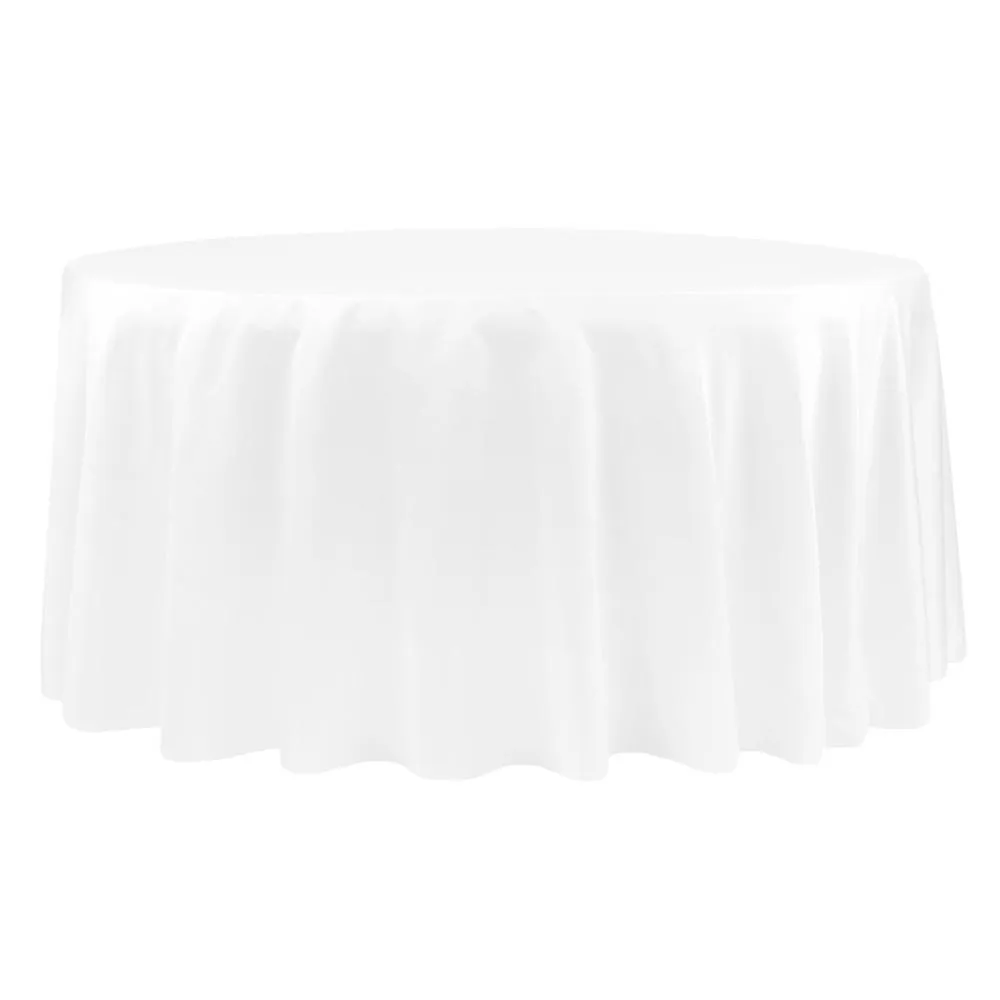 Lamour Satin 132" Round Tablecloth - White