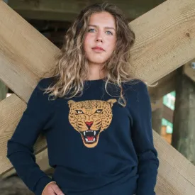 Leopard Hand Intarsia Cashmere Sweater