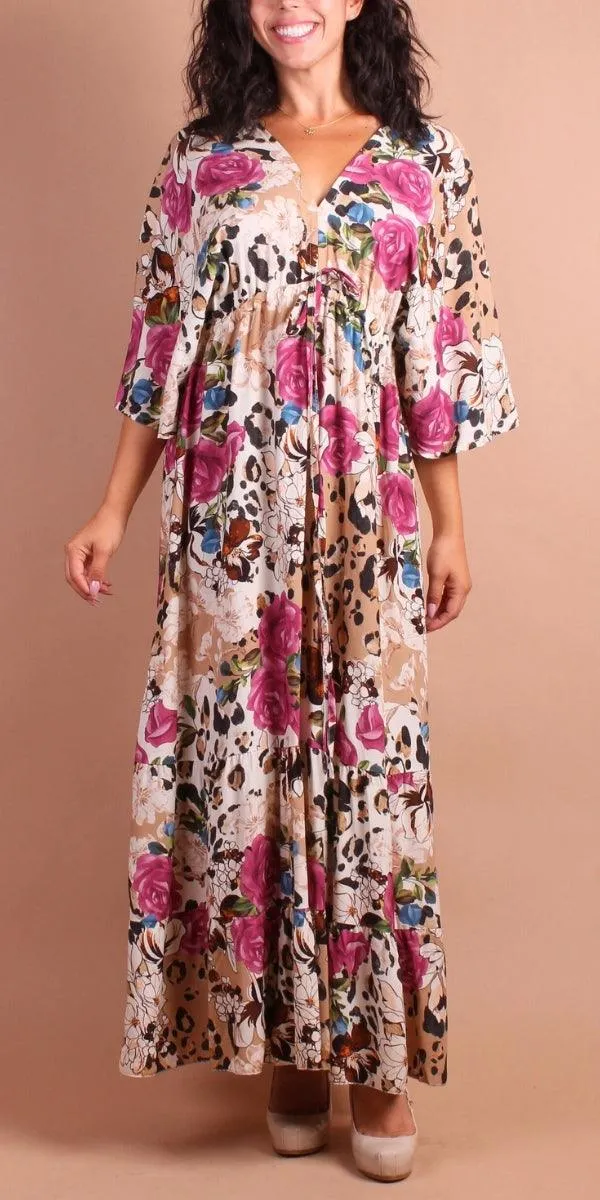 Leopard Rose Maxi Dress