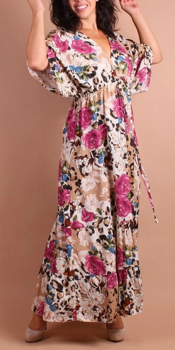 Leopard Rose Maxi Dress