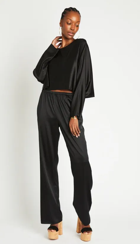 Liz Silk Pants Black