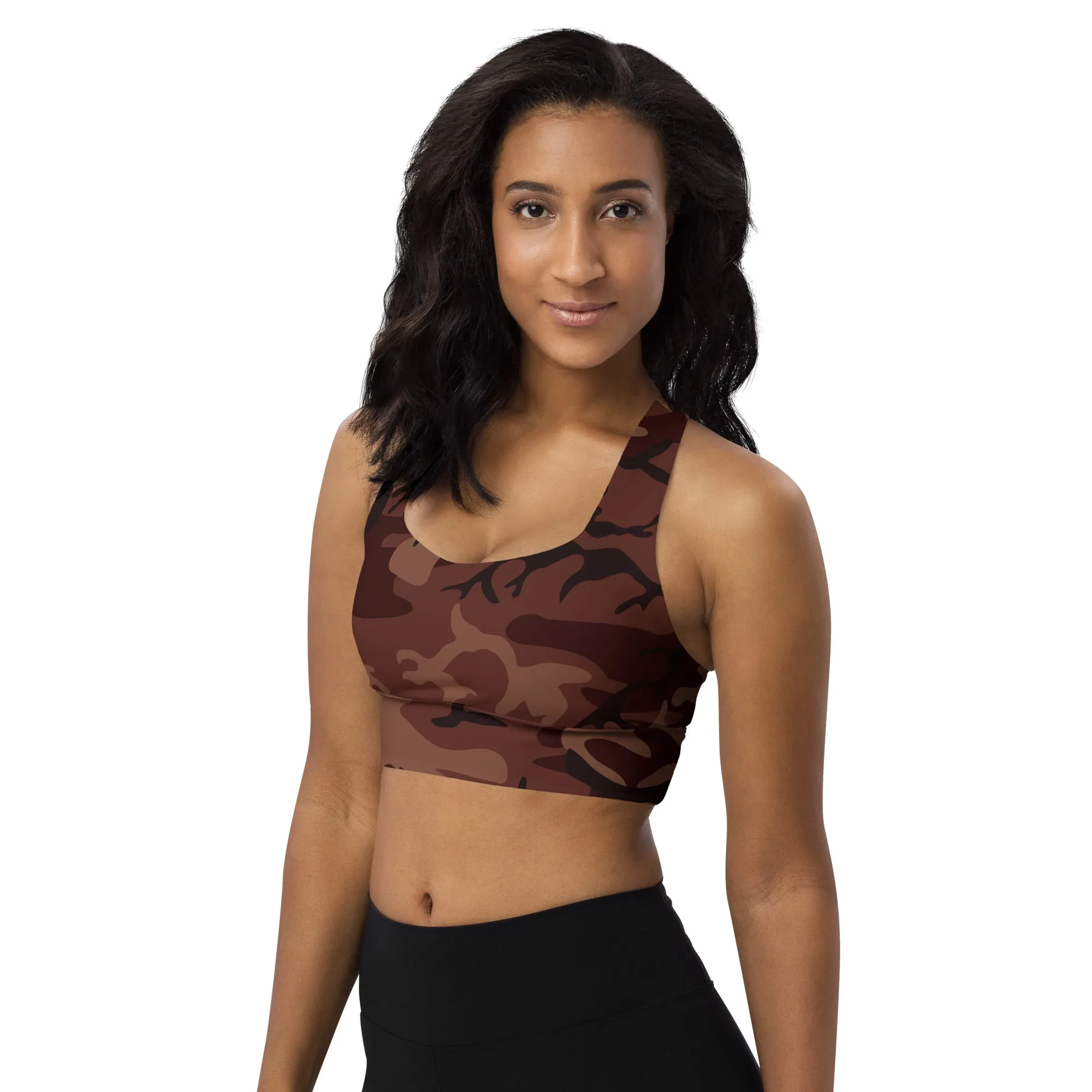 Longline sports bra Camo Burgundy