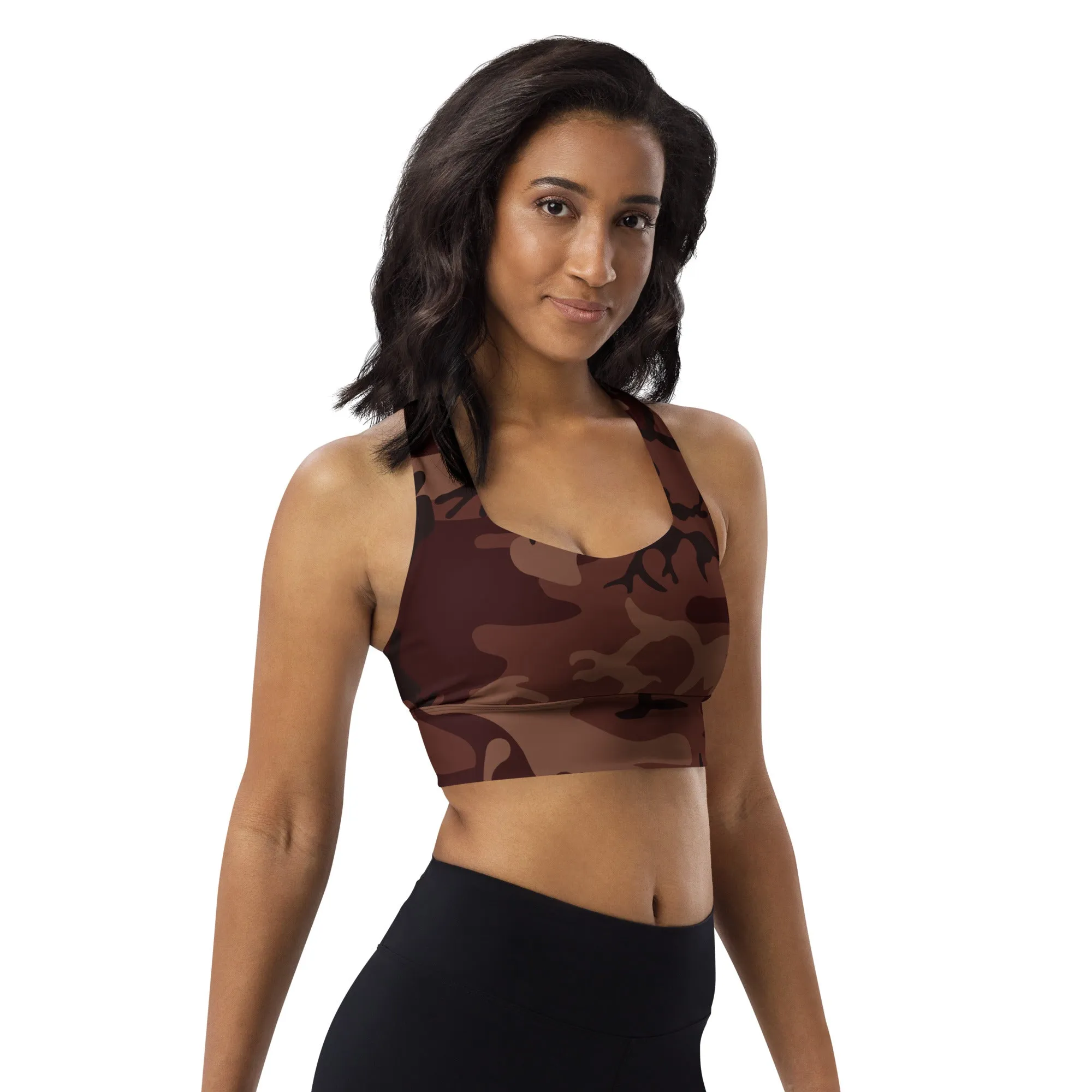 Longline sports bra Camo Burgundy