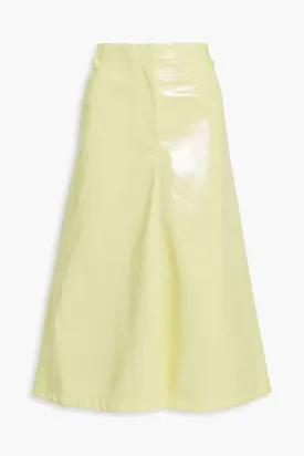 Midi skirt in faux patent leather TIBI, yellow