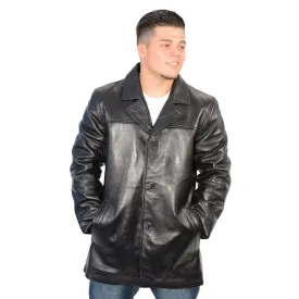 Milwaukee Leather SFM1815 Men's Black Classic Button Closure Design Leather Car Coat