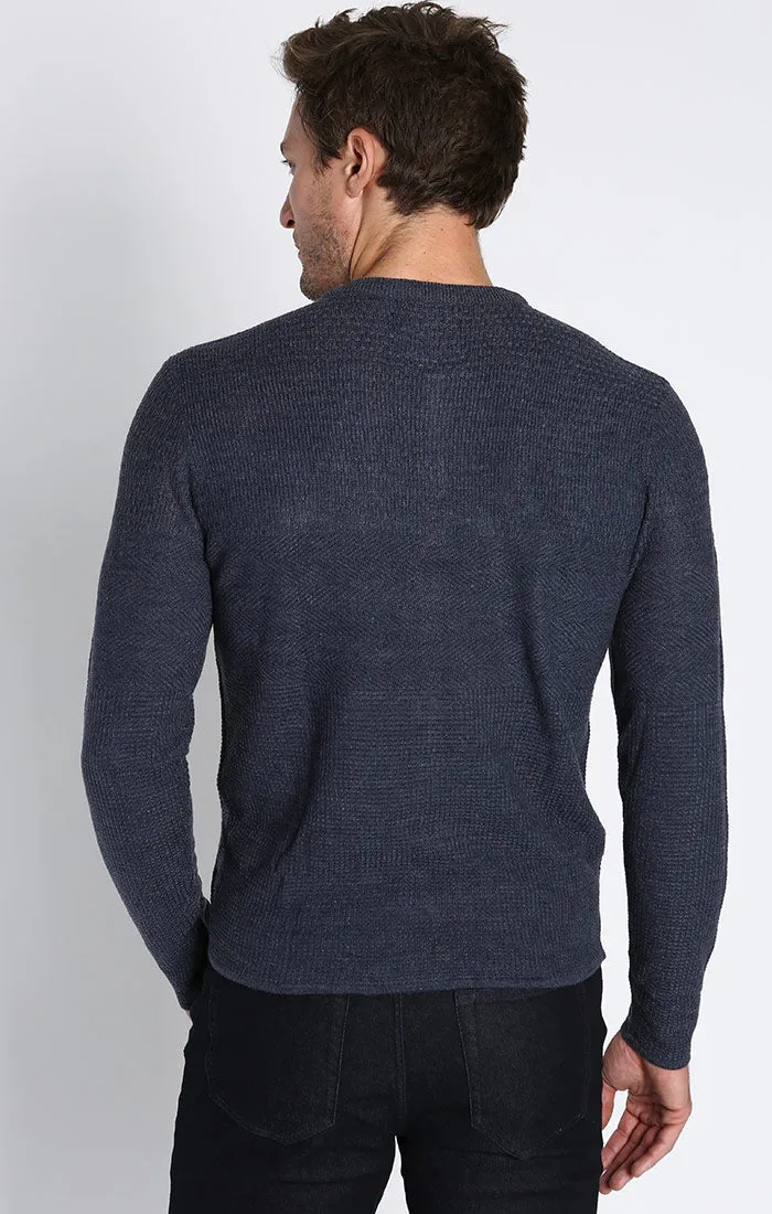 Mixed Stitch Waffle Sweater Henley