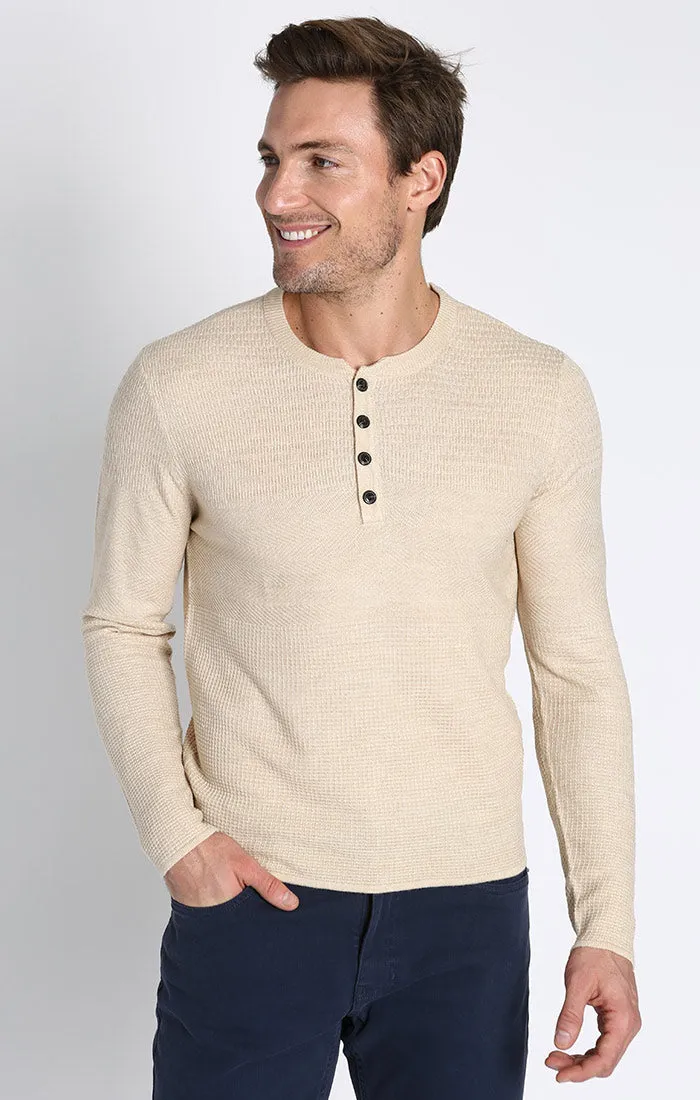 Mixed Stitch Waffle Sweater Henley