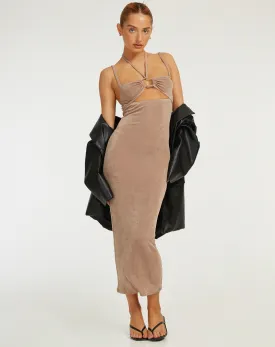 Nayara Cutout Maxi Dress in London Fog