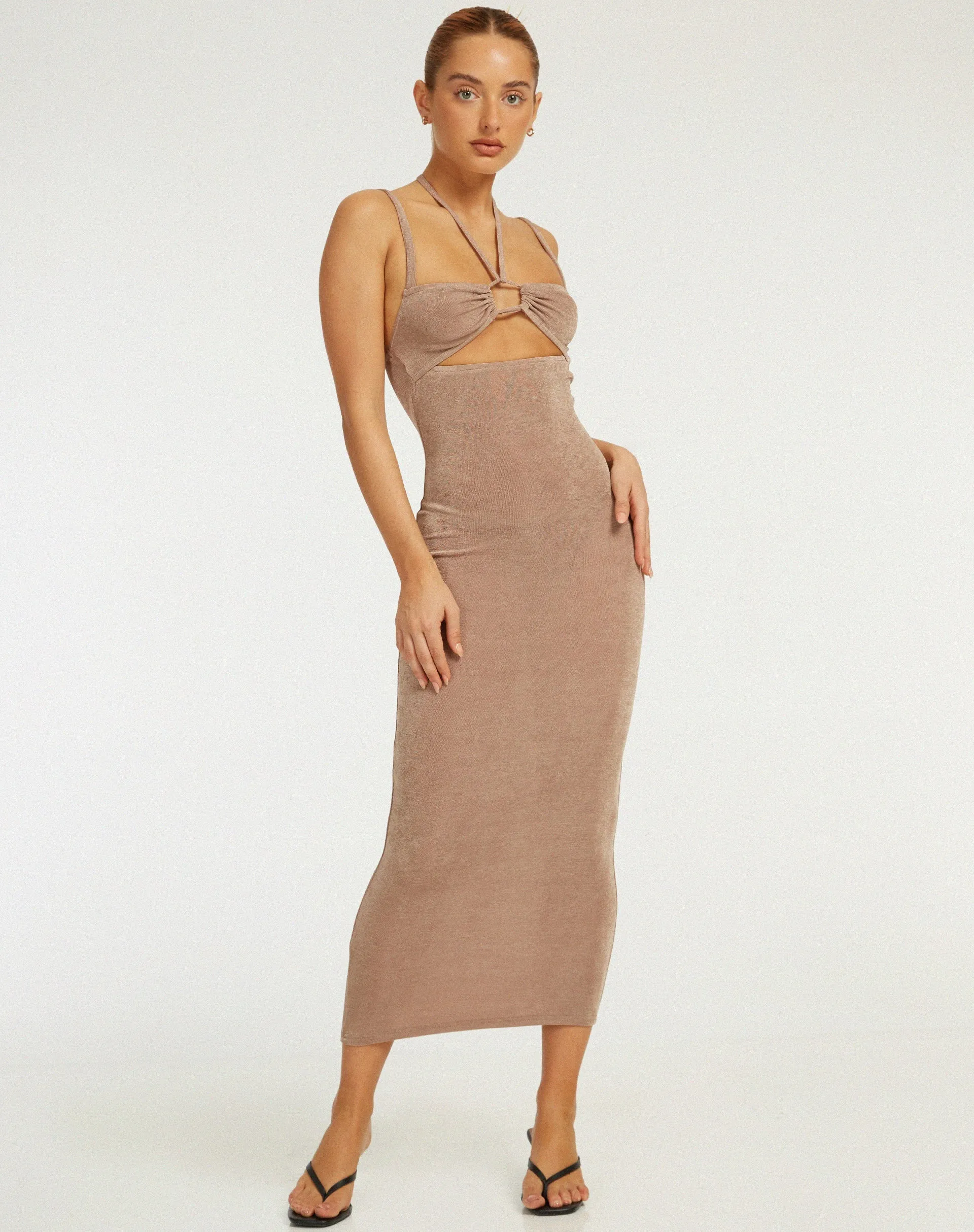 Nayara Cutout Maxi Dress in London Fog