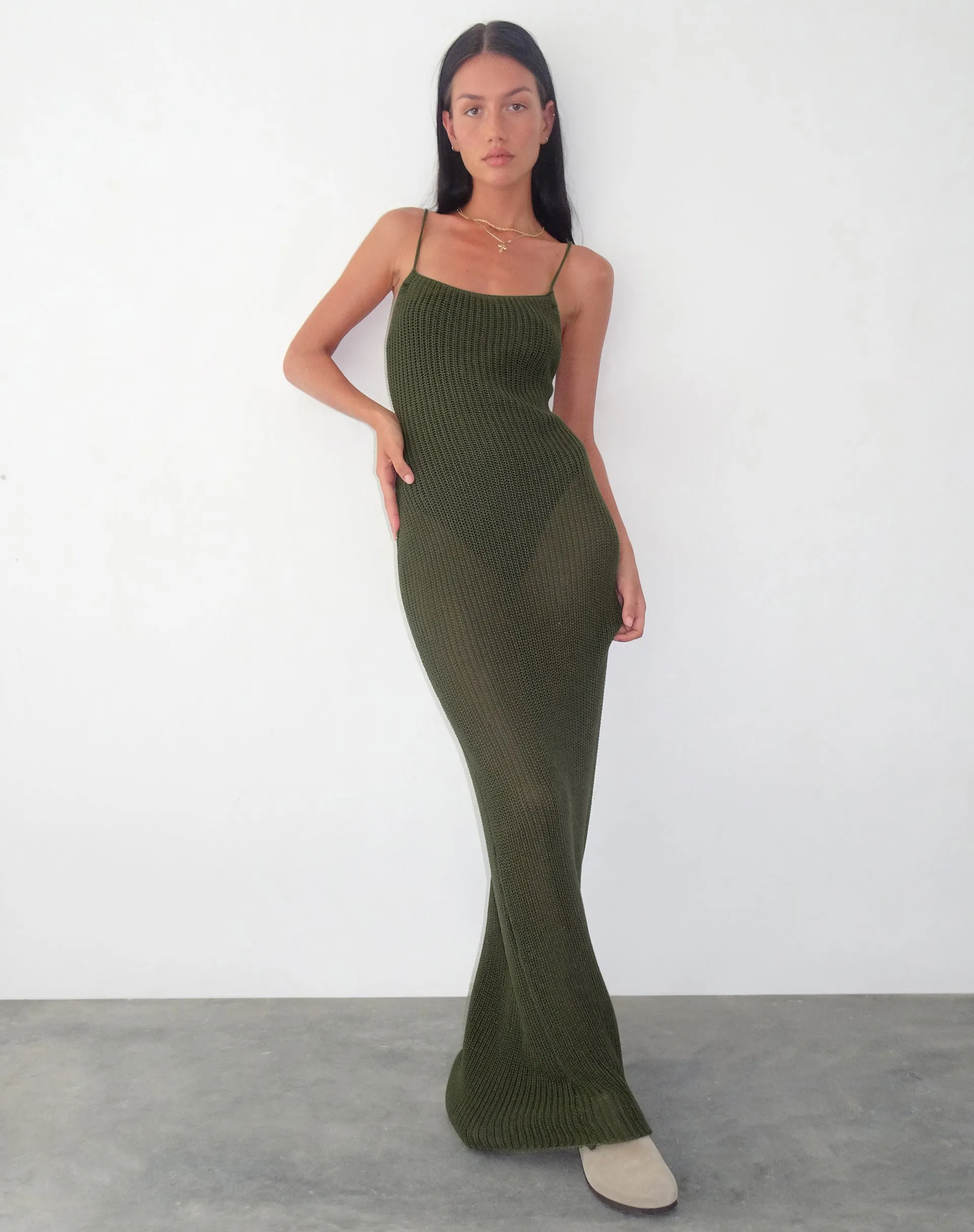 Norila Knitted Maxi Dress in Olive