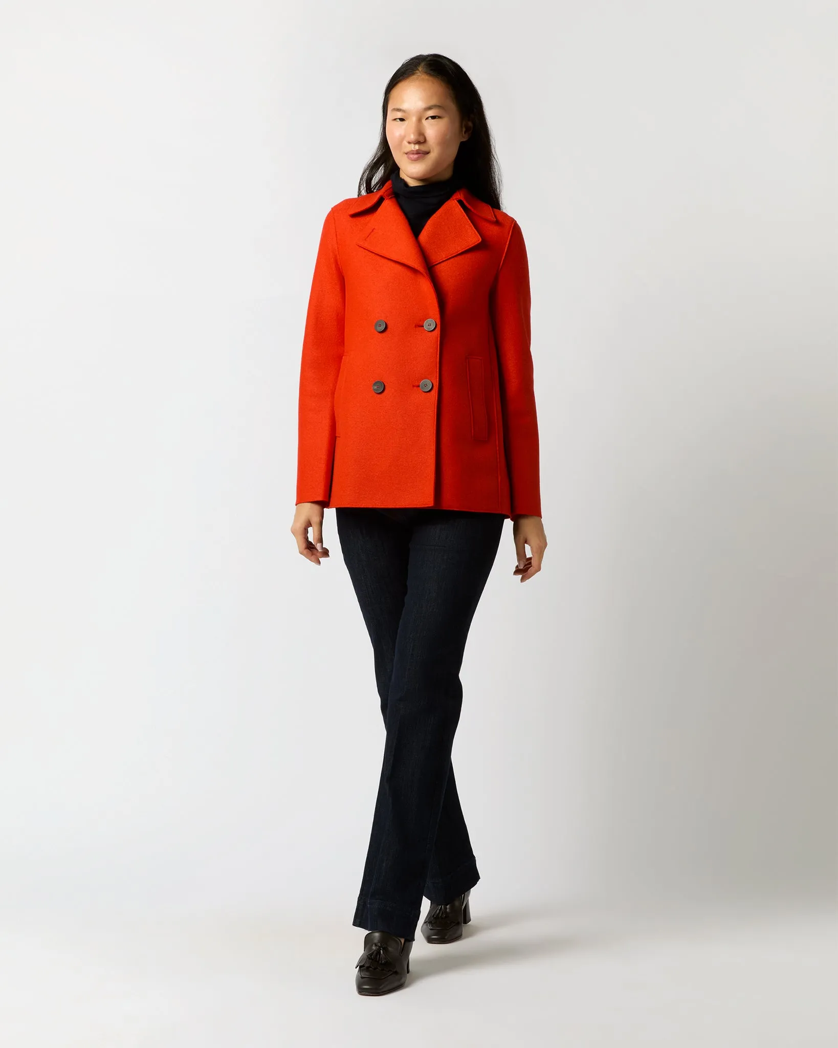 Peacoat in Red/Orange Wool