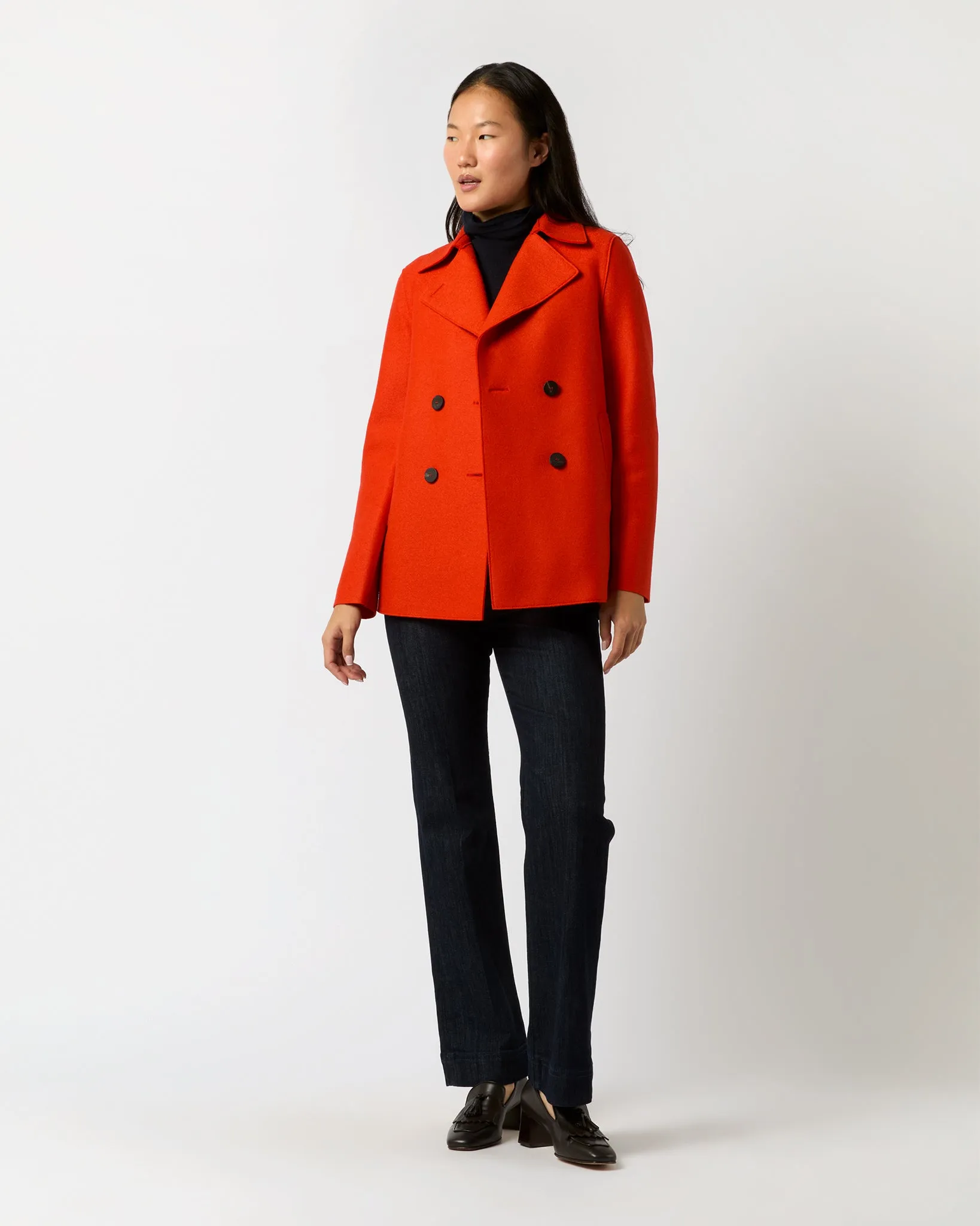 Peacoat in Red/Orange Wool