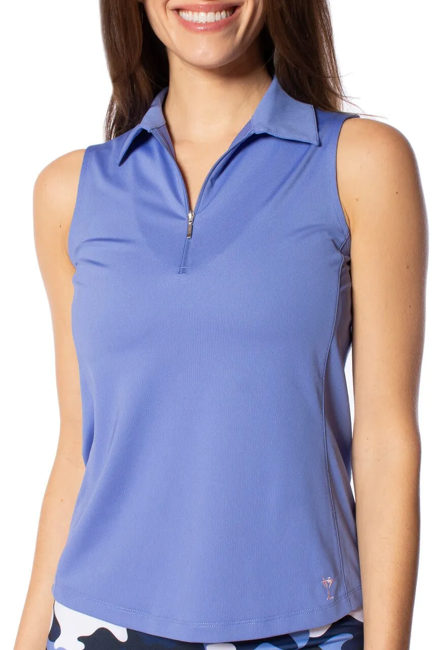 Periwinkle Sleeveless Zip Polo