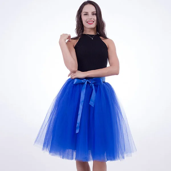 Quality 5 Layers 65cm Summer Midi Tulle Skirt Fashion Pleated TUTU Skirts Womens Lolita Petticoat Bridesmaids Jupe Saia faldas